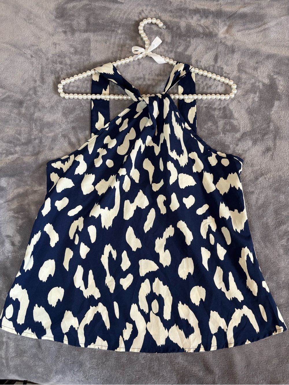 SHEIN Navy and Cream abstract Print Halter Cami
